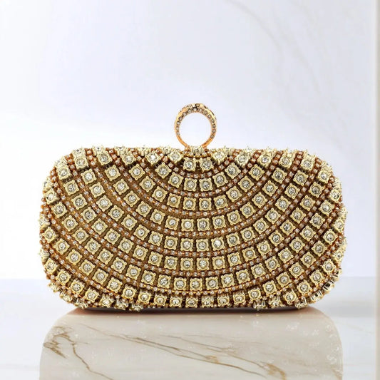 Finger Ring Diamonds Glitter Evening Bag | Bridal Wedding Clutch & Luxury Handbag Luxegan