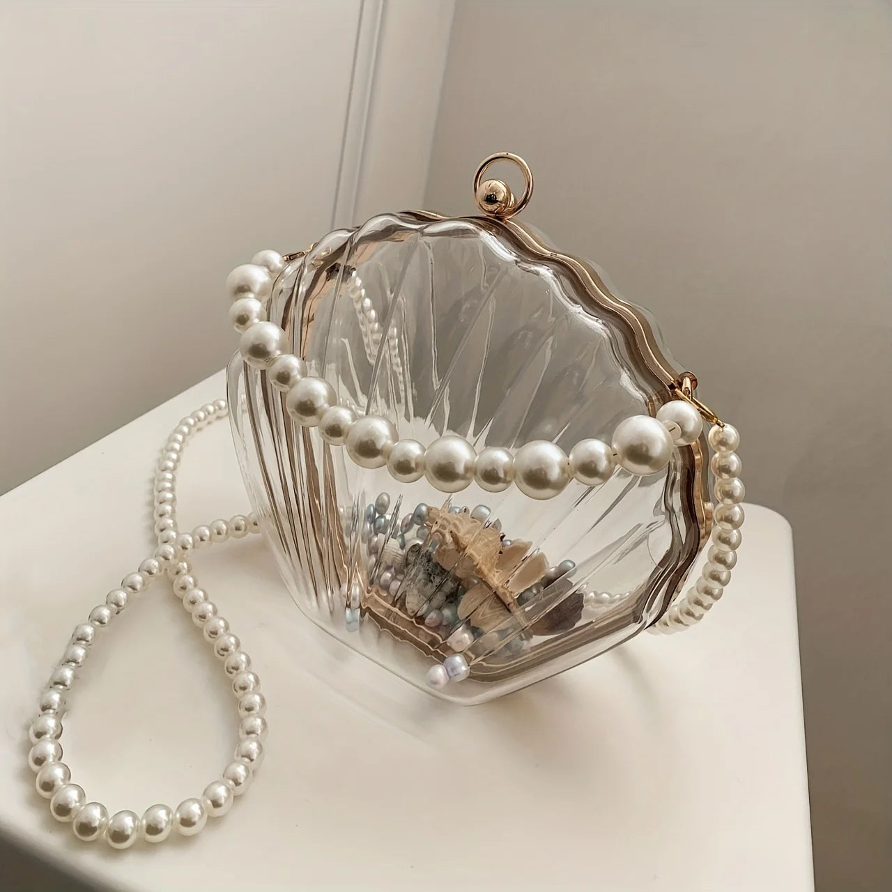 Clear Acrylic Shell Bag | Trendy Niche Design Crossbody Purse Luxegan