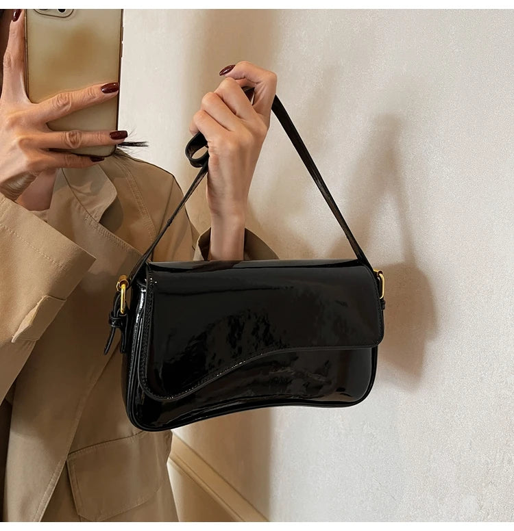 Elegant Solid Saddle Bag | Versatile Shoulder & Crossbody Purse Luxegan
