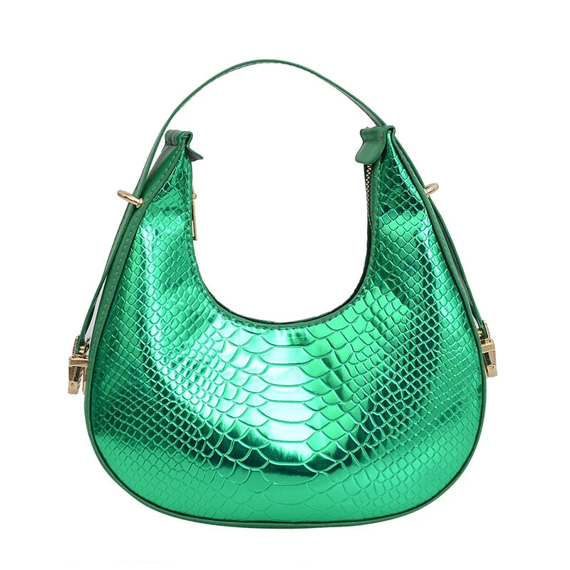 Minimalist Half-Moon Underarm Bag | Soft Serpentine Shoulder Purse Luxegan