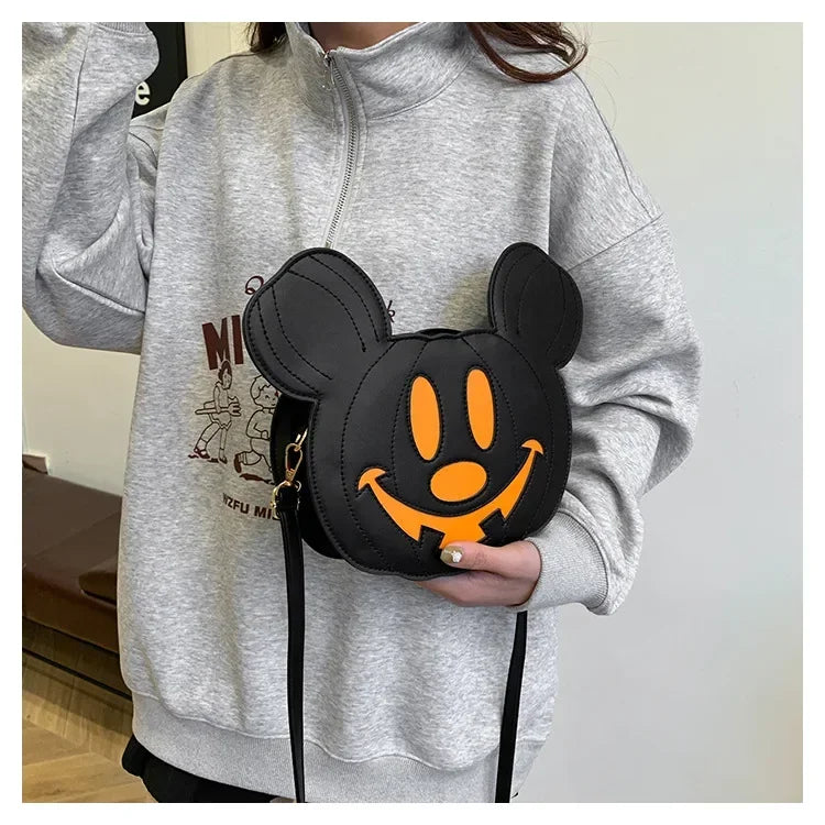 New Disney Mickey Halloween Pumpkin Creative Shoulder Bag | Funny Women's PU Crossbody Cartoon Bag (Personalized Niche Design) Luxegan