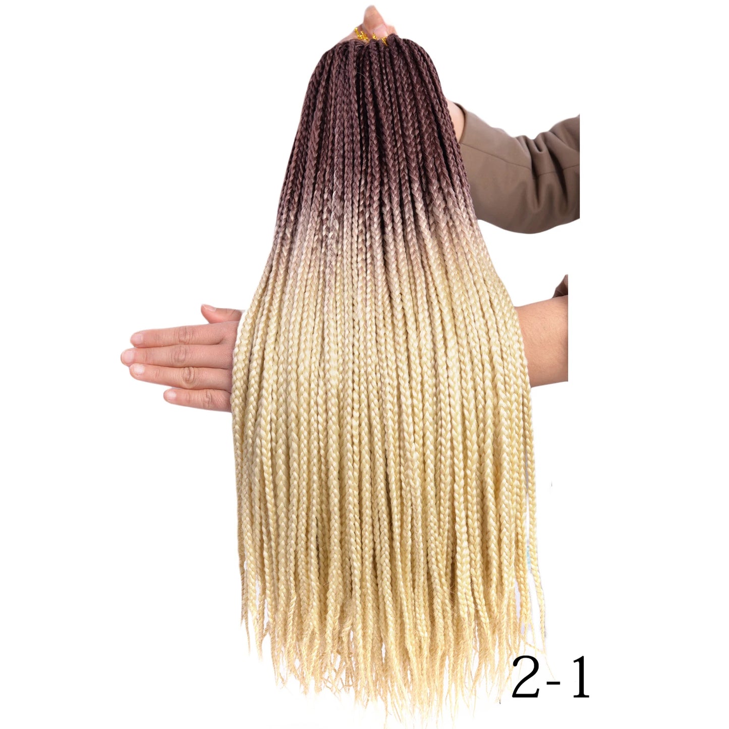24-Inch Long Ombre Box Braids Crochet Hair - Pre-Looped Synthetic Braiding Hair Extensions - High Temperature Fiber 22 Strands/Pack Piano Color Crochet Braids for Women & Girls (27 Colors Available)