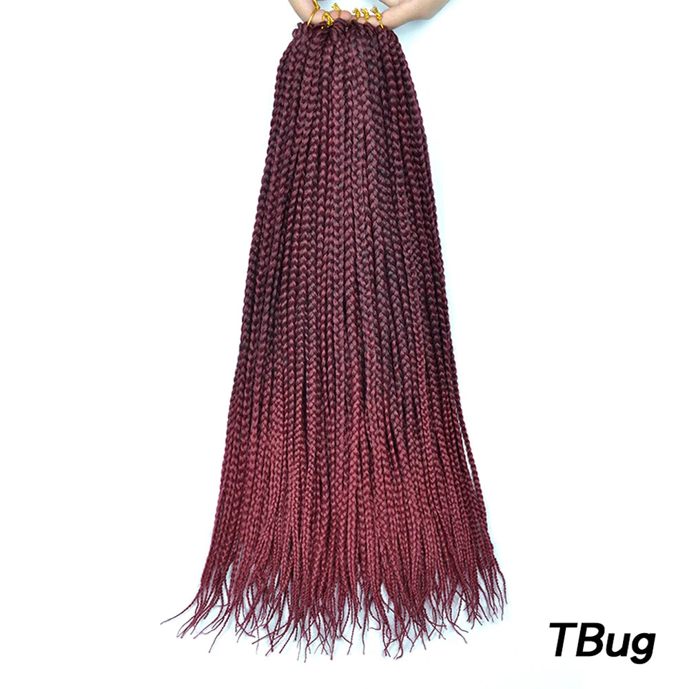 Ombre Box Braids Crochet Hair Extensions – Synthetic Straight Braiding Hair 14"/18"/24" | 22 Strands/Pack