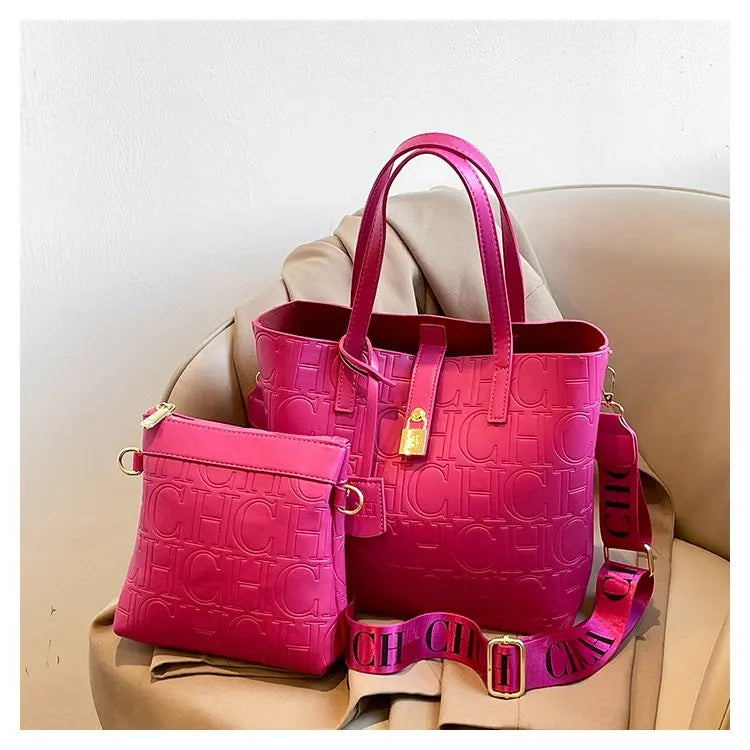 Women's New Large-Capacity Bucket Bag | Winter Fashion Letter Printing Temperament Versatile Messenger Bag Luxegan