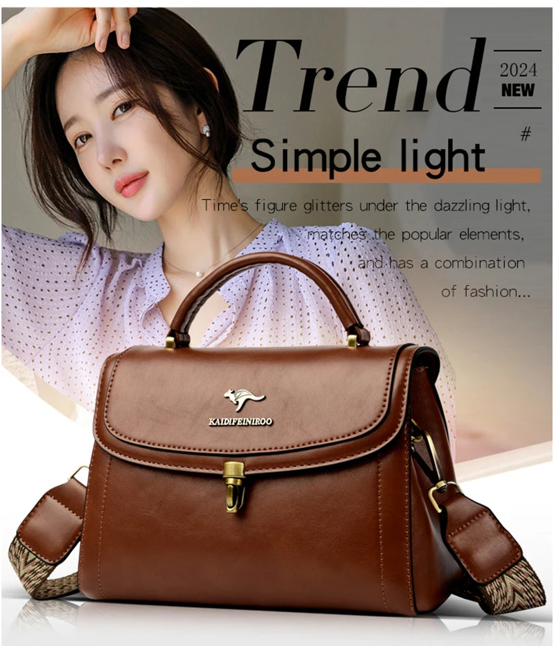High Quality Leather Shoulder Crossbody Bags for Women 2024 Ladies Luxury Designer Fashion Handbags Female Messenger Sac A Main