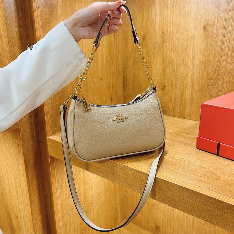 Women’s Luxury Lychee Pattern Crossbody Bag | High-End Soft Leather Underarm Bag | Fashion Casual Dumpling Hobo Tote Luxegan