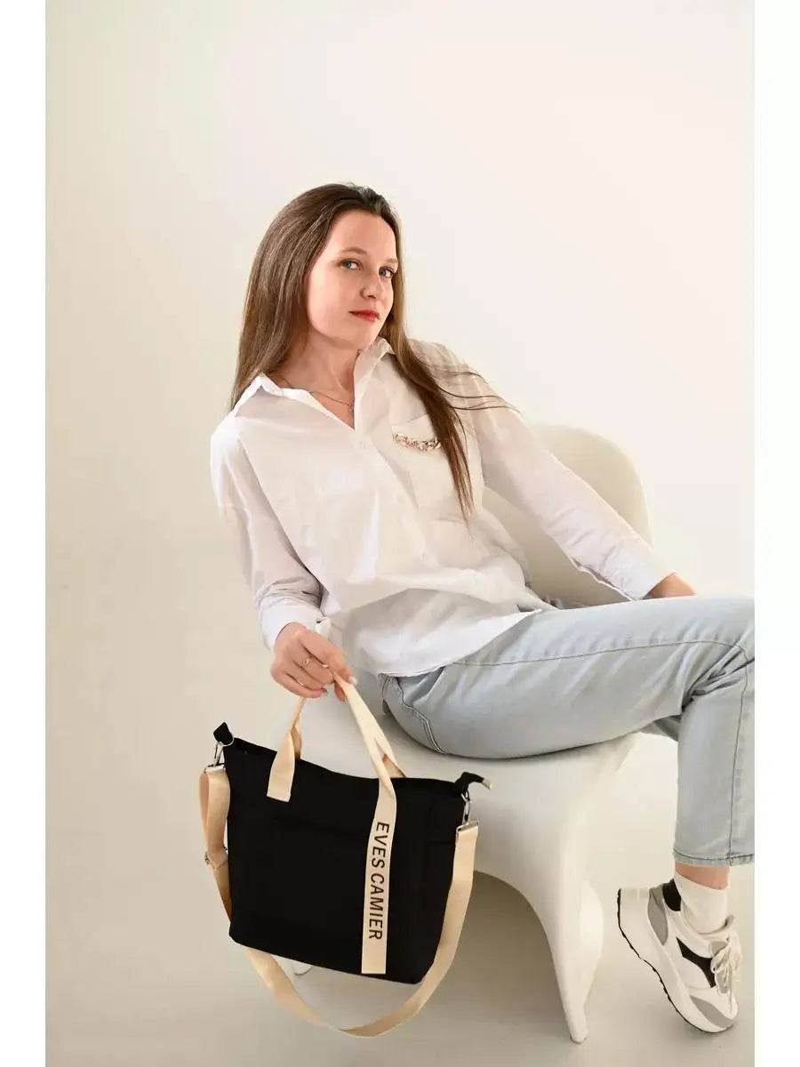 Nylon Letter Casual Tote | Hard Waterproof Large Capacity Messenger Bag Luxegan