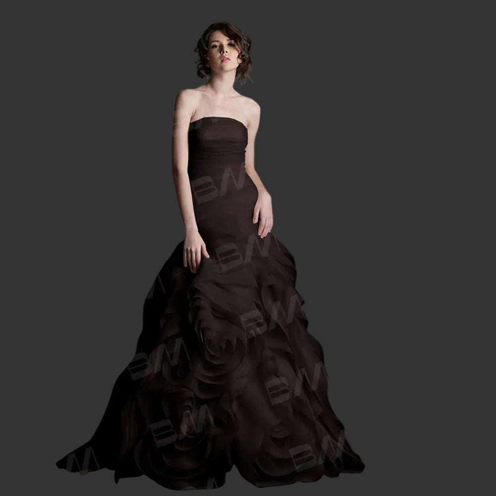 Modern Floral-Shaped Tulle Prom Gown | Custom-Made Strapless Sweetheart Long Party Dress | High-Quality Court Train Solid Custom-Color Evening Dress Luxegan
