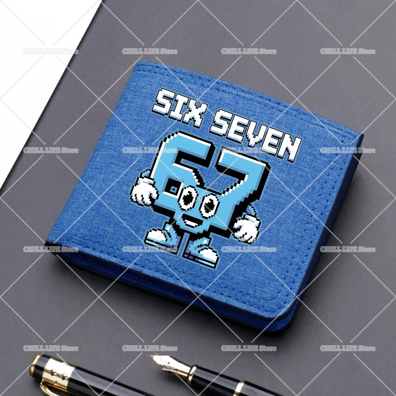 Anime "Six Seven" Brainrot Canvas Wallet | Sophisticated "Multi-Card Slot" Silhouette | High-End Boys Folding Billfold & Card Holder | "Dignified" High-Performance Short Coin Purse for Radiant Versatile Styling Luxegan
