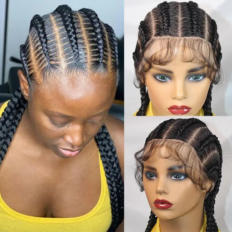 20-36 Inch Jumbo Box Cornrow Faux Locs Wig | Full Lace