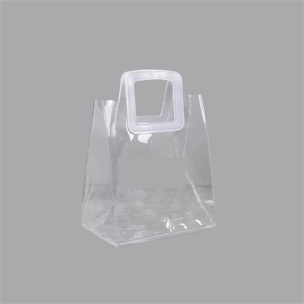 Romantic Transparent Handbag | White Handle & Flower Design Luxegan