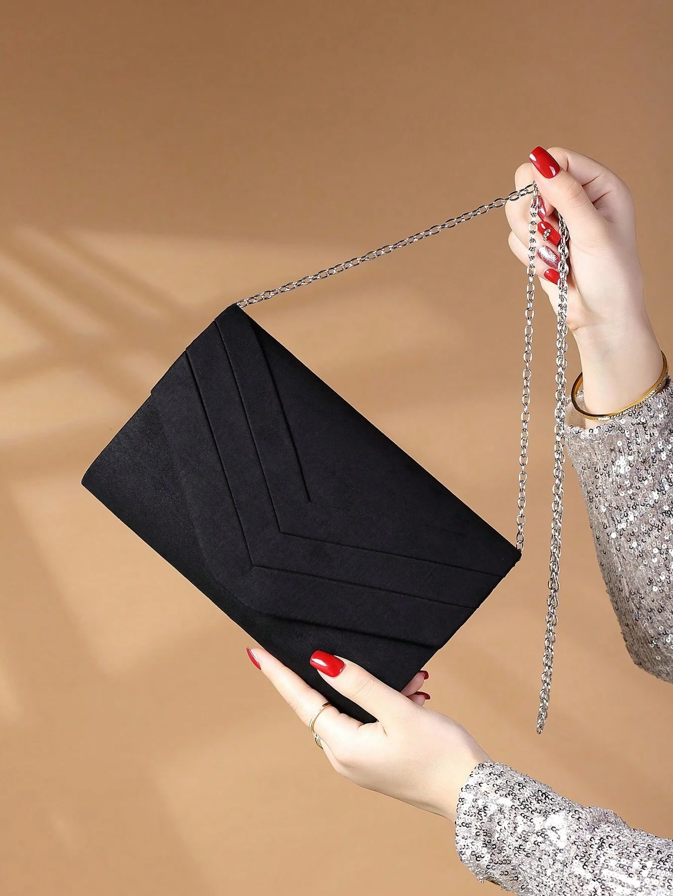 Luxury Evening Bag | Elegant & Quiet Luxurious Metal Trimmed Velvet Bag Luxegan