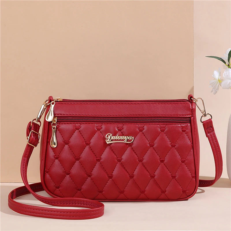 New Fashion Embroidery Thread Shoulder Bag | Sophisticated PU Leather Crossbody | Elegant Large-Capacity Small Purse | "Dignified" Soft Casual Tote for Versatile Daily Styling Luxegan