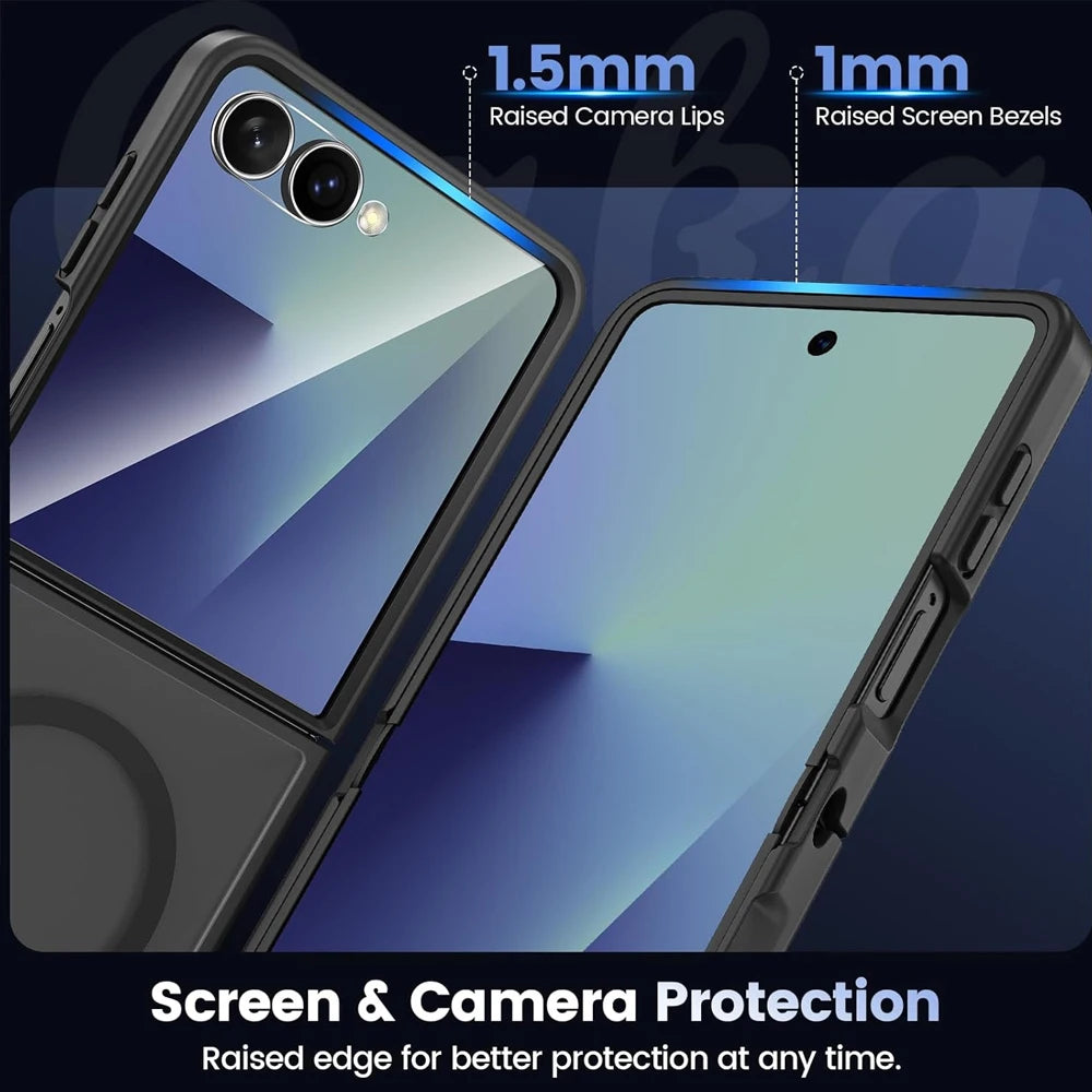 Funda Transparente Magnética para Teléfono Móvil UYUXIO para Samsung Galaxy Z Flip 7, Carcasas de Carga Inalámbrica, Cubierta Delgada Resistente con Imán