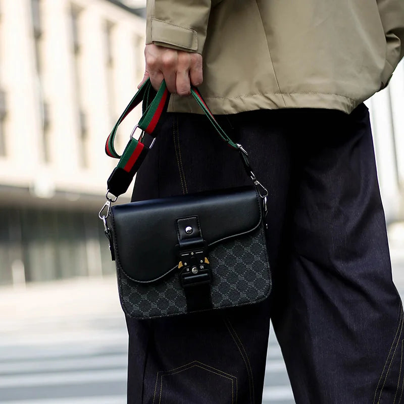 Jacquard Pattern Men's Crossbody Bag | Sophisticated "Diamond Lattice" Silhouette | High-End Casual Business Commuter Bag | "Dignified" High-Performance Waterproof Sling for Radiant Versatile Styling Luxegan