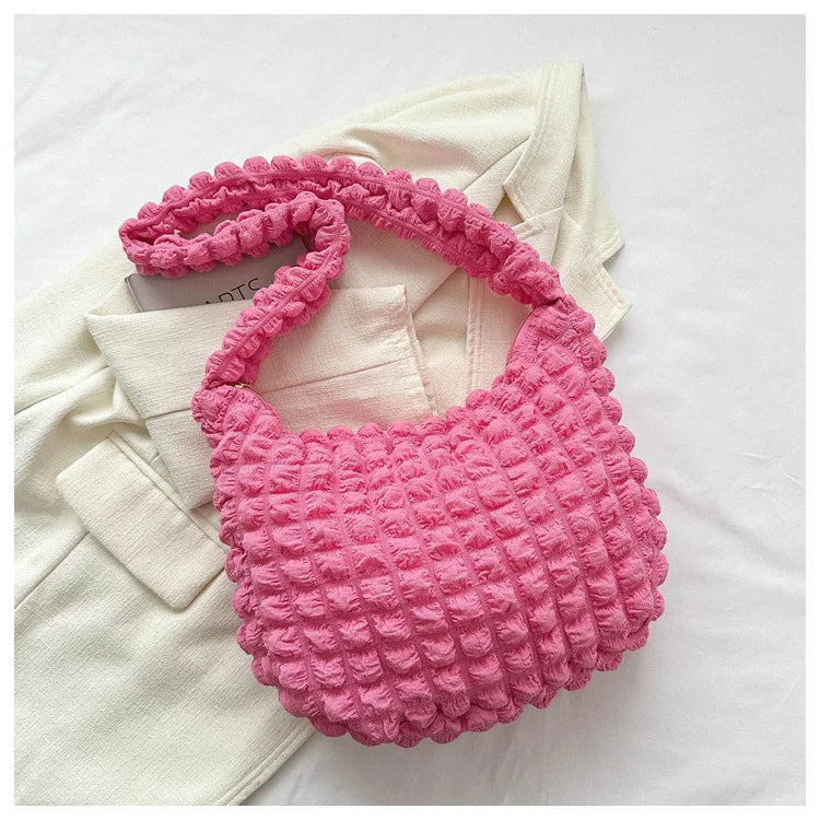 Crossbody Bag with Pleated Design | Embroidered Plaid Shoulder Bag & Simple Large Capacity Quilted Tote Bags for Women Luxegan