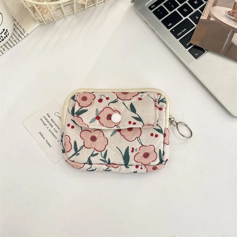 Kawaii Floral Coin Purse | Multifunctional Small Zipper Bag Luxegan