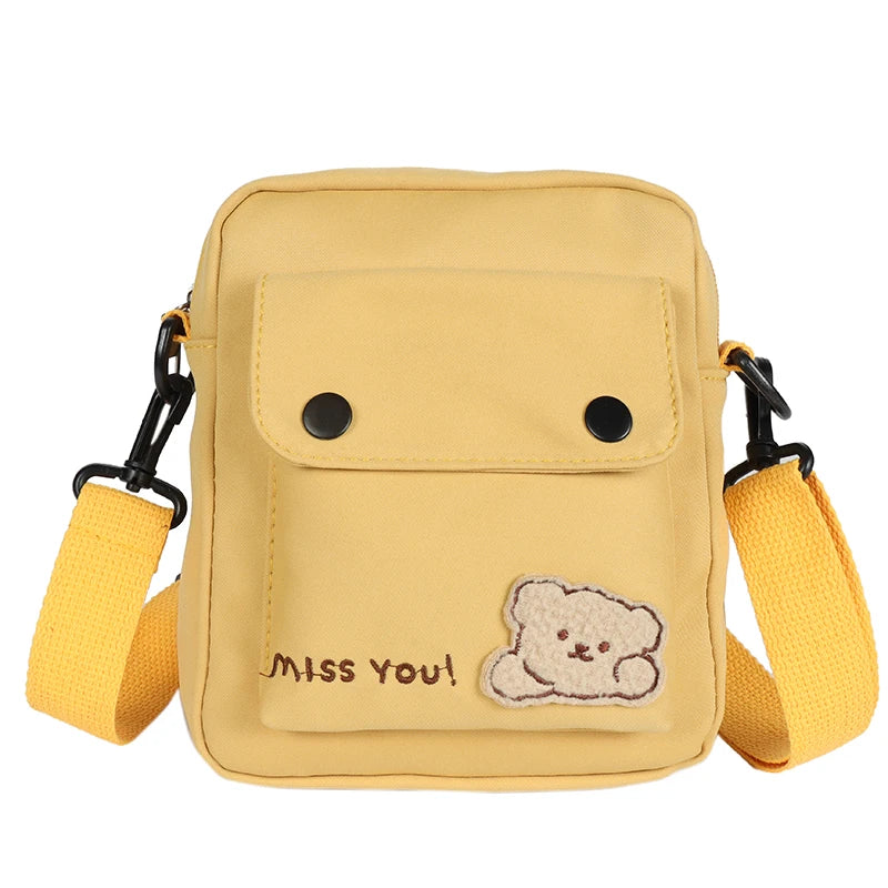 Cute Bear Nylon Bag | Preppy Mini Crossbody & Shoulder Purse Luxegan