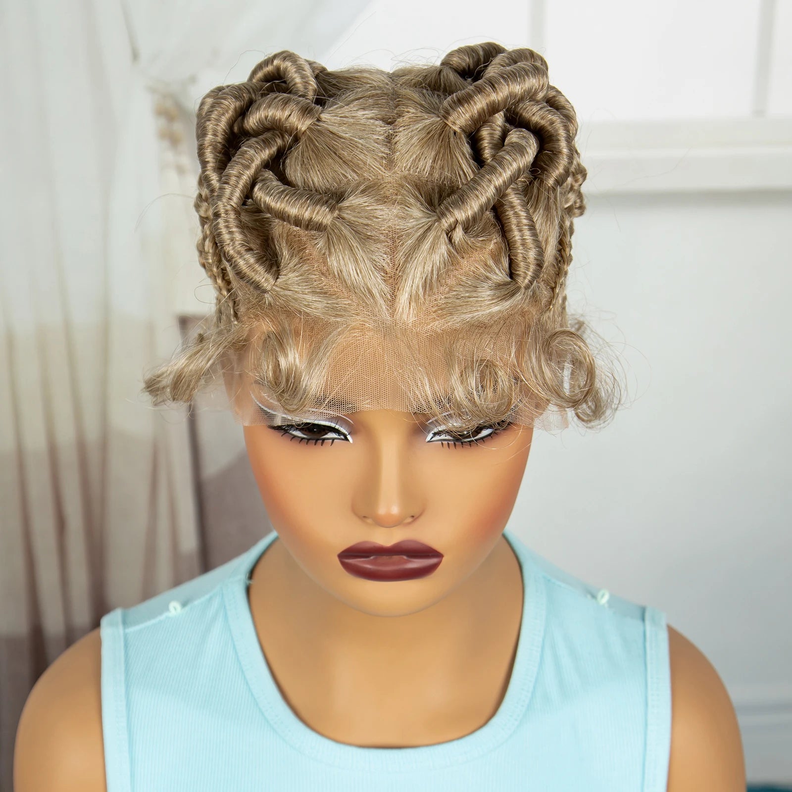 Ginger Orange Bantu Knotless Braids Wig | Full Lace | Baby Hair Luxegan