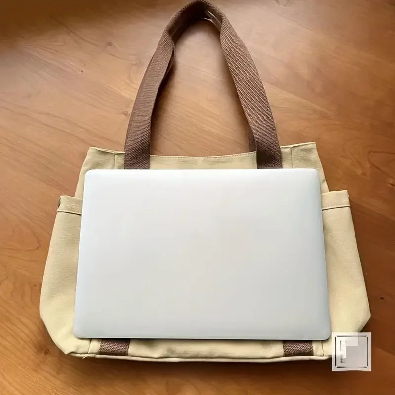 Large Capacity Canvas Tote | Multi-Pocket Shoulder Bag Luxegan