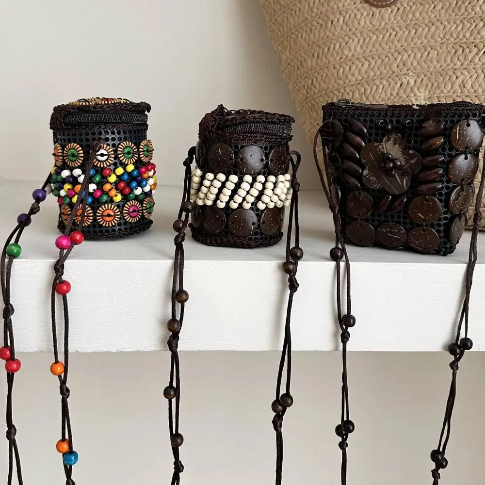 Soft TPU Ethnic Style Tote Bag | Large Capacity Handmade Weave Coconut Shell Bag Luxegan