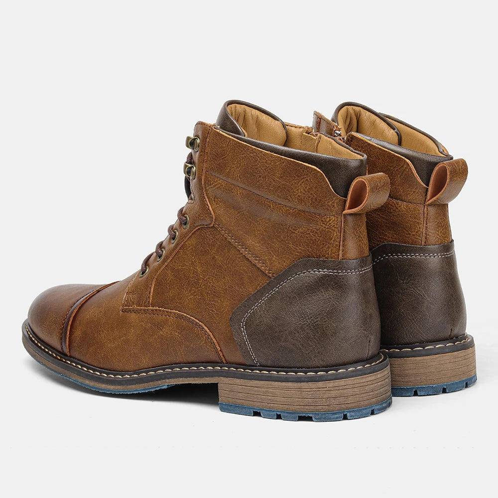 Brogue Chelsea Men's Boots | American Style Comfortable Fashion Leather Boots (Low Heel) Luxegan
