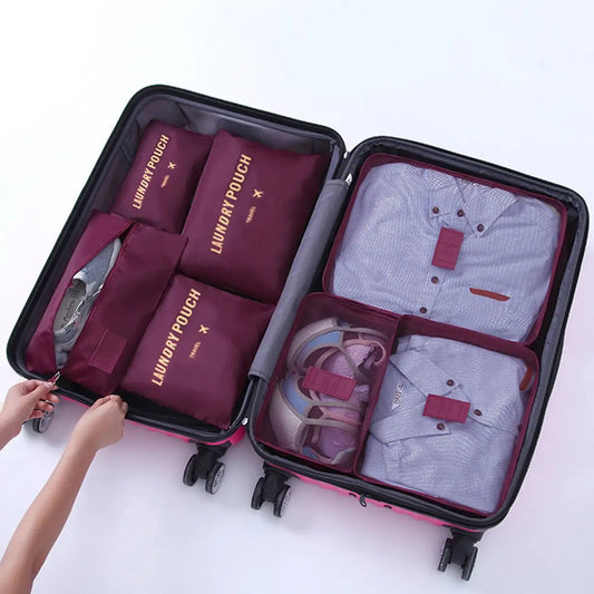 7PCS/Set Travel Organizer Storage Bags | Suitcase Packing Set & Portable Luggage Organizer (Clothes Shoe Pouch) Luxegan