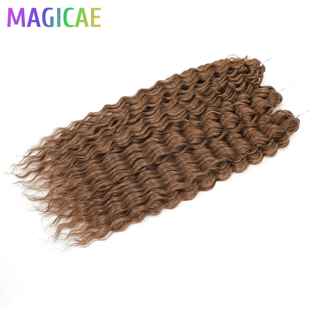 22 Inch Deep Water Wave Crochet Braids – 3 Pcs 300g Bio-Protein Synthetic Hair Bundles for Women