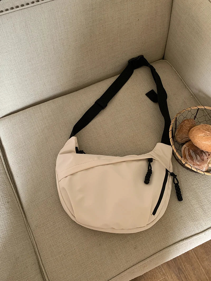 Large-Capacity Nylon Crossbody Hobo | Sophisticated Versatile Commuter Bag | Elegant Lightweight Sports Shoulder Bag | "Dignified" Soft Casual Tote for Daily Utility Luxegan