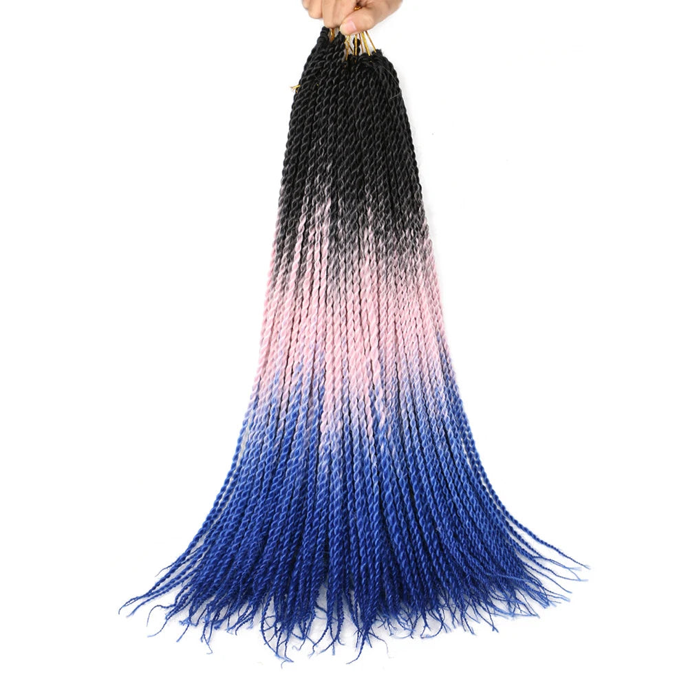 24-Inch Long Ombre Box Braids Crochet Hair - Pre-Looped Synthetic Braiding Hair Extensions - High Temperature Fiber 22 Strands/Pack Piano Color Crochet Braids for Women & Girls (27 Colors Available)