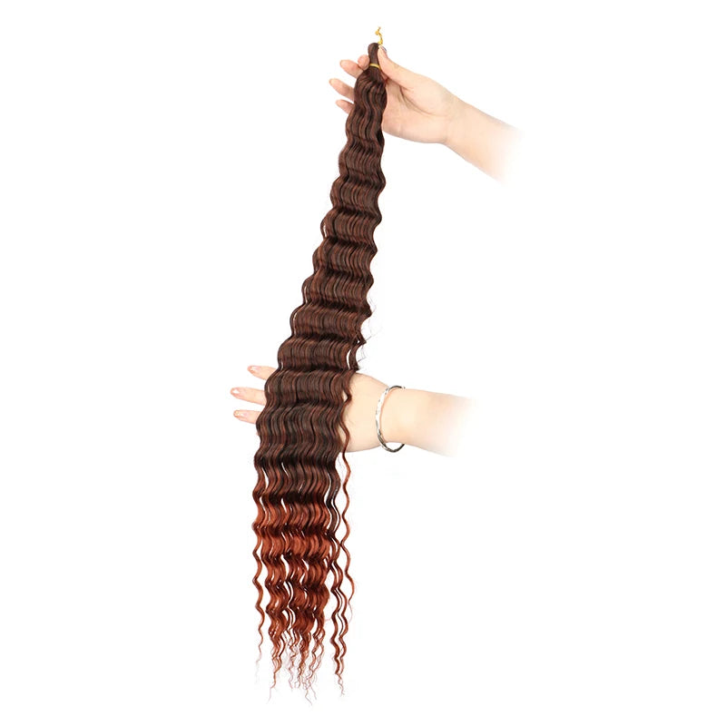 30 Inch Pre-Stretched Deep Wave Crochet Hair – Ombre Soft Curly Braiding Hair for Women Luxegan