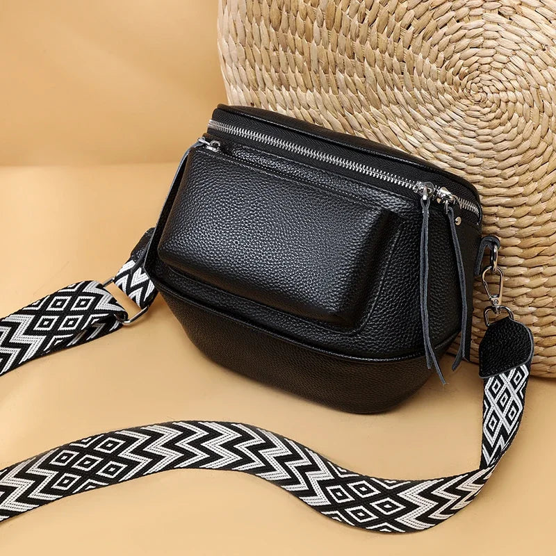 Genuine Leather Saddle Bag | Casual Cowhide Shoulder & Crossbody Bag Luxegan