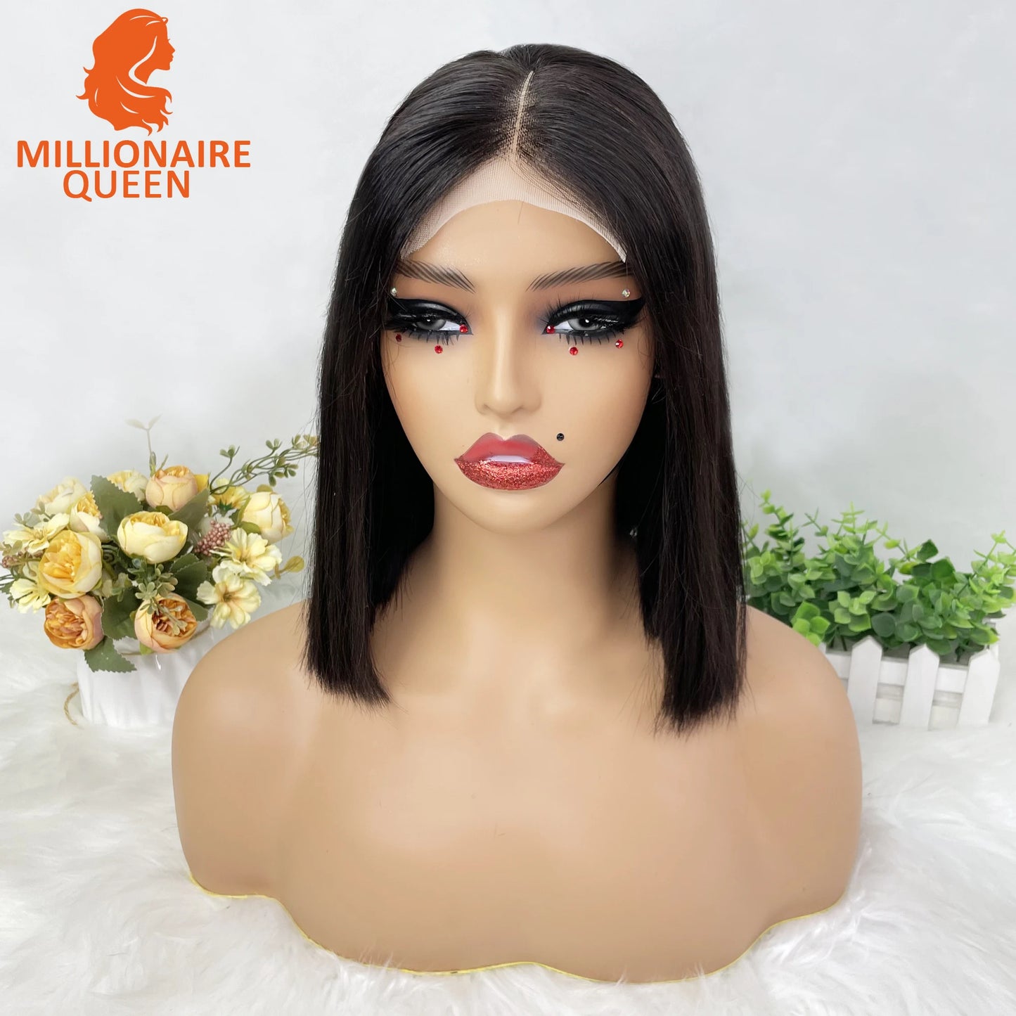 Vietname Super Double Drawn Bone Straight 13x4 Bob Wig with 100% Human Hair Nature Black 250% Density For Black Women