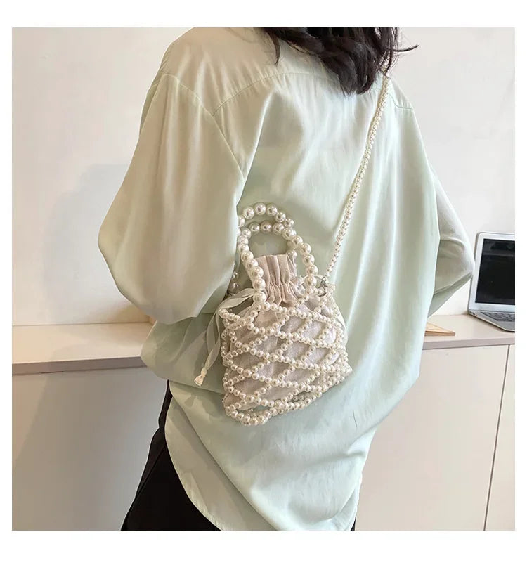Women's Pearl Bag | Small Mini Tote Bag & Woven Crossbody Luxegan