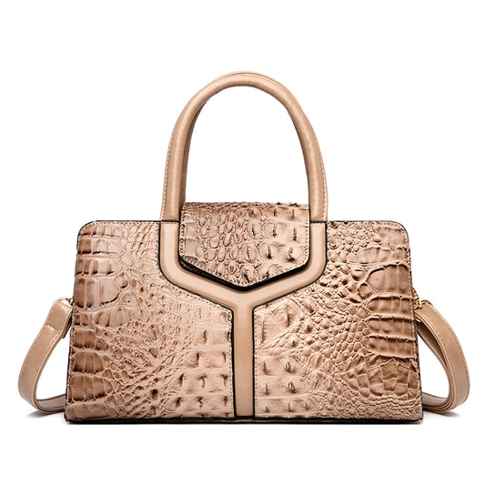 New Leather Women's Messenger Bags | Crocodile Female Crossbody Shoulder Handbags & High Quality Ladies Totes Luxegan