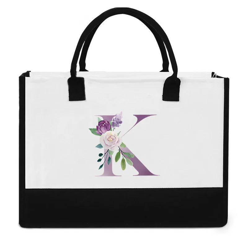 Vintage Purple Flower Series Canvas Bag | Large Capacity Reusable Jute Shopping Tote | Fashionable Imitation Sack Handbag & Casual Grocery Organizer (Unisex) Luxegan