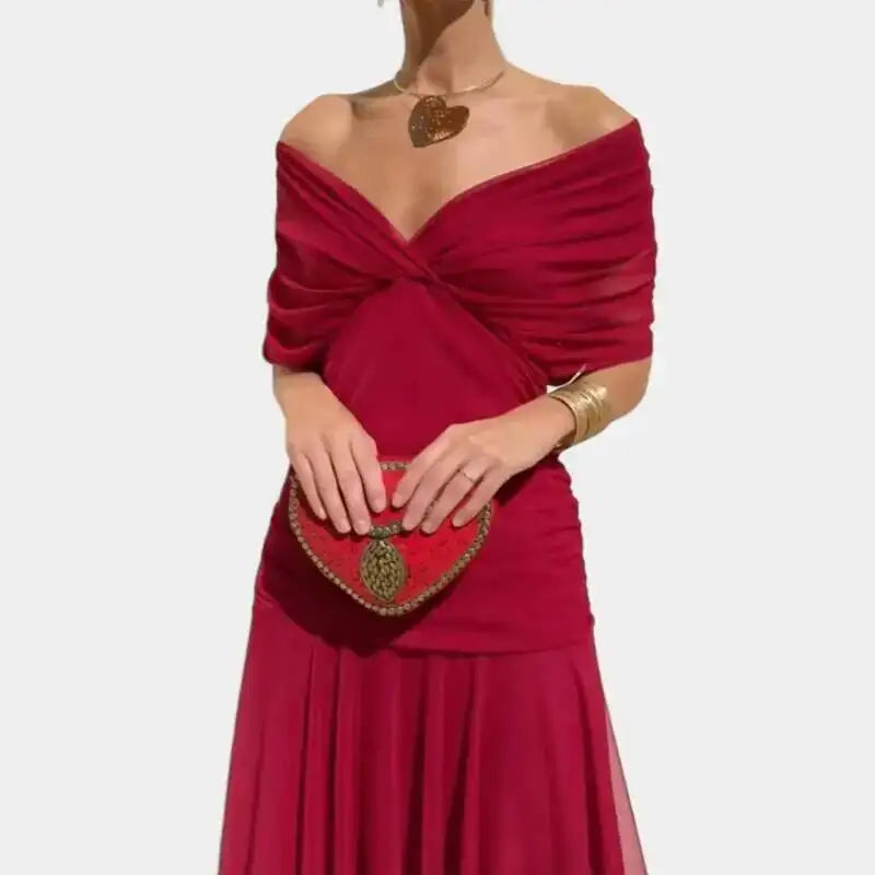 Women's Elegant Floral Print Pleat Party Dress | Bat Sleeve Swing Cocktail A-Line Dress | Korean Style Stand Neck Above-Knee Mini Gown | All-Season Loose Fit Straight Silhouette Model HPSW Luxegan