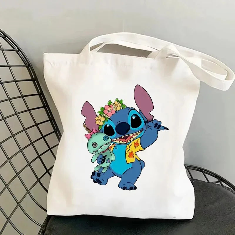 Disney Lilo & Stitch Cartoon Canvas Bag | Unisex Large Capacity Student Backpack & Shoulder Tote | Casual Shopping Totes Luxegan
