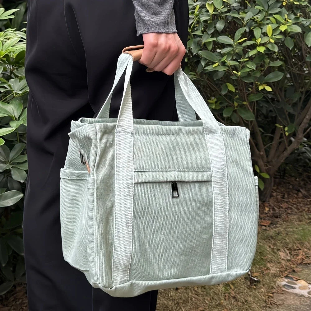 Women's Casual Canvas Crossbody Tote Bag | Versatile Daily Use Handbag with Multiple Pockets & Adjustable Shoulder Strap (Unisex) Luxegan