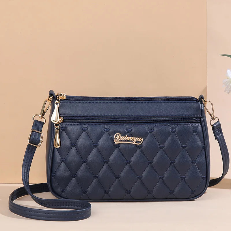 New Fashion Embroidery Thread Shoulder Bag | Sophisticated PU Leather Crossbody | Elegant Large-Capacity Small Purse | "Dignified" Soft Casual Tote for Versatile Daily Styling Luxegan