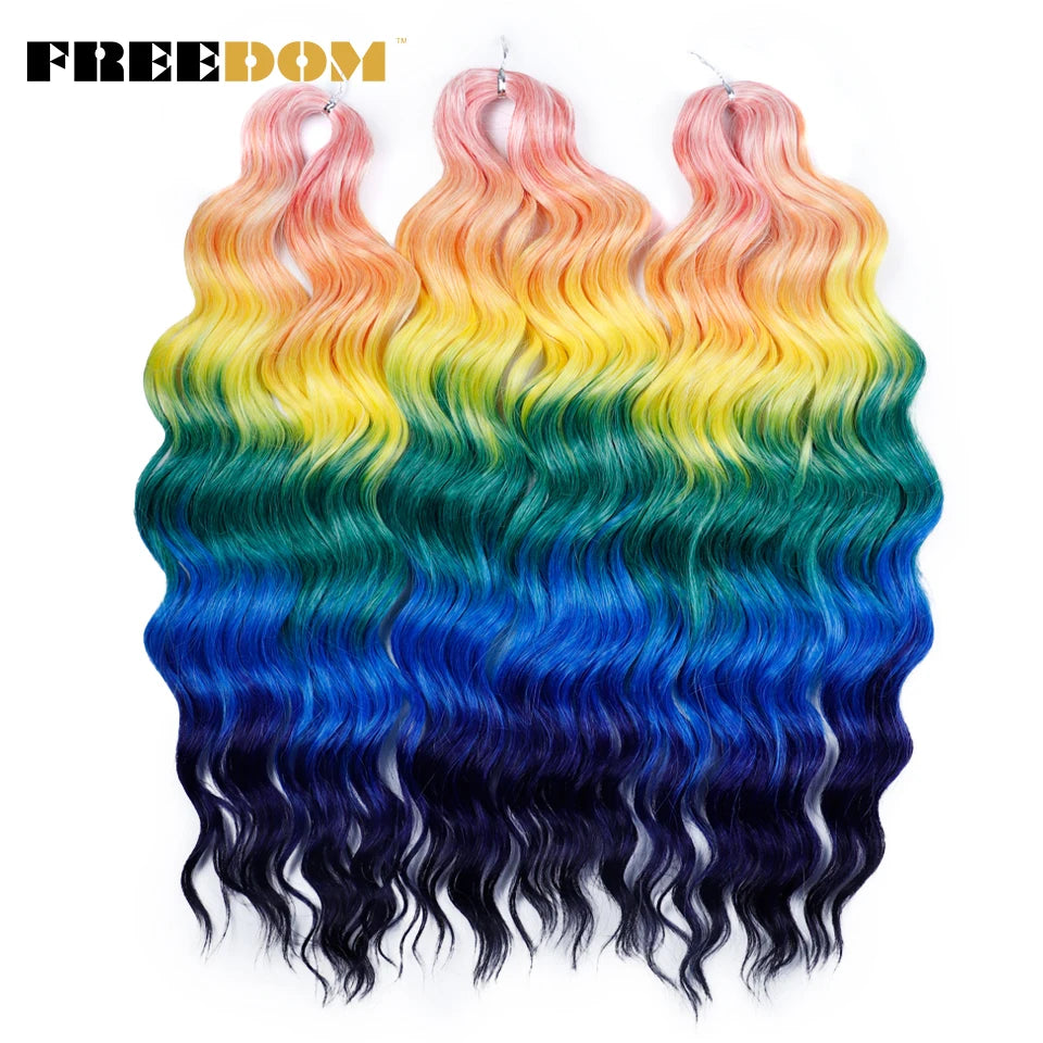 FREEDOM Synthetic Water Wave Crochet Braiding Hair 24 Inch – Ombre & Multi-Tone | 88 Colors | 300g - view 5