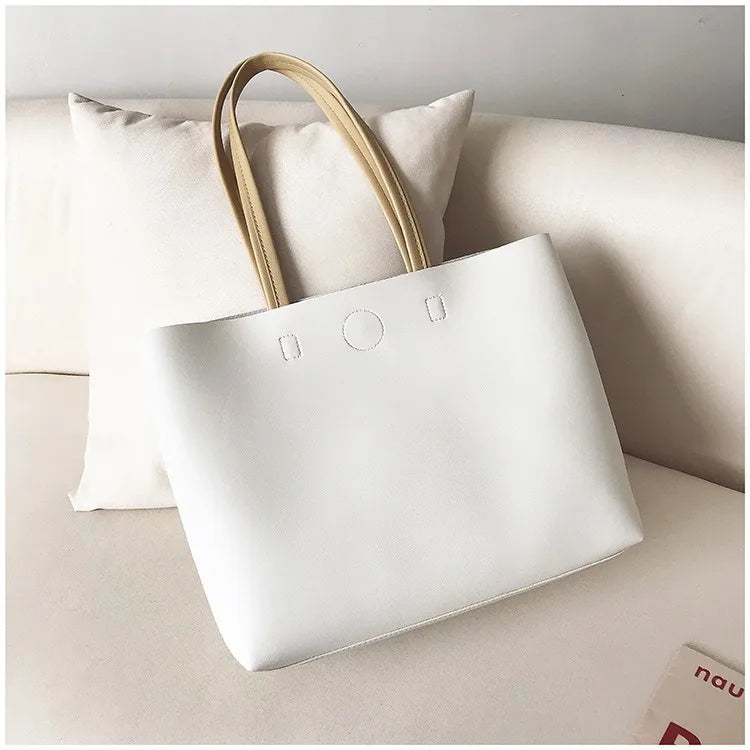 Women's Large Capacity PU Leather Tote Bag | Versatile Handbag Crossbody & Simple Shoulder Messenger Bag Luxegan