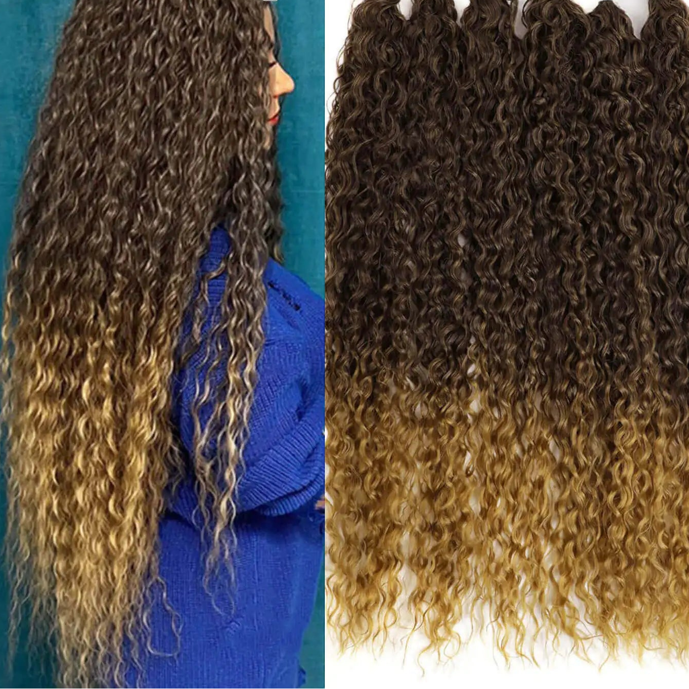 Synthetic Water Wave Hair Bundles | 28–32 Inch Curly Extensions Luxegan