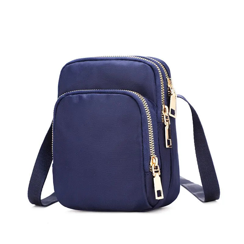 Women’s Waterproof Nylon Shoulder Bag | Multifunction Crossbody Mobile Phone Purse | Fashionable Lady’s Wrist Pouch & Handbag | Elegant Flap Bag with Applique Detail Luxegan