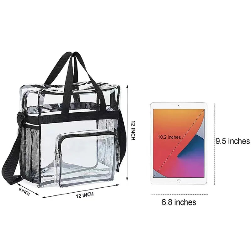 Portable PVC Clear Large Capacity Handbag | Women's Fashion Waterproof Casual Simple Crossbody Shoulder Bags & Purse (Stadium Approved) Luxegan