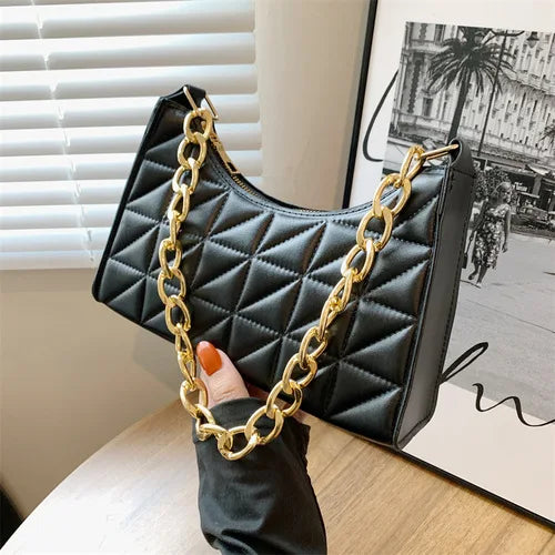 Advanced Diamond Quilted Shoulder Bag | Trendy Chain Handbag Luxegan