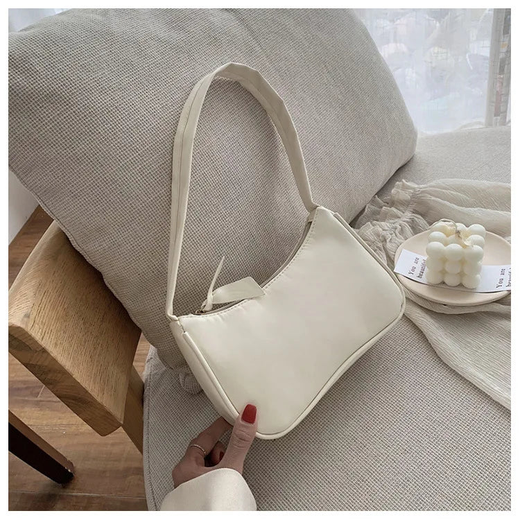 Retro Forearm Bag for Women | PU Leather Bow Handbag & Baguette Shoulder Bag (Western Style Underarm Bag, Casual Tote) Luxegan
