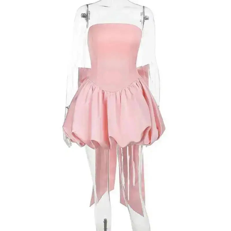 Townlike Bow Backless Sexy Party Dress Women Mini 2025 Spring Summer Dress Waist Wrap A-line Ball Gown Dresses