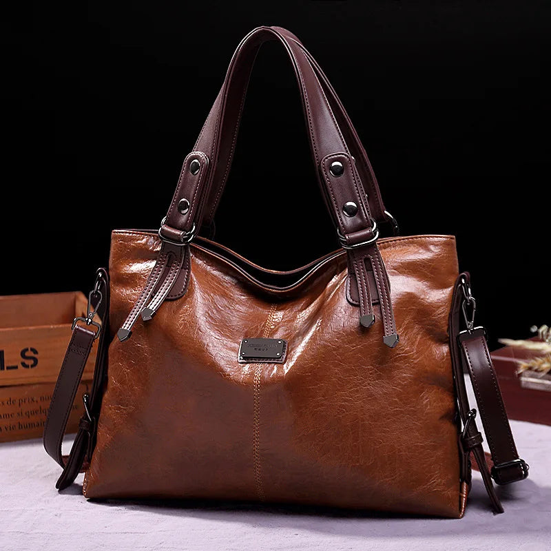 New Fashion Casual Tote Bag | Women's Handbags & Soft Leather Shoulder Bags (Vintage Big Capacity Crossbody Hand Bag) Luxegan