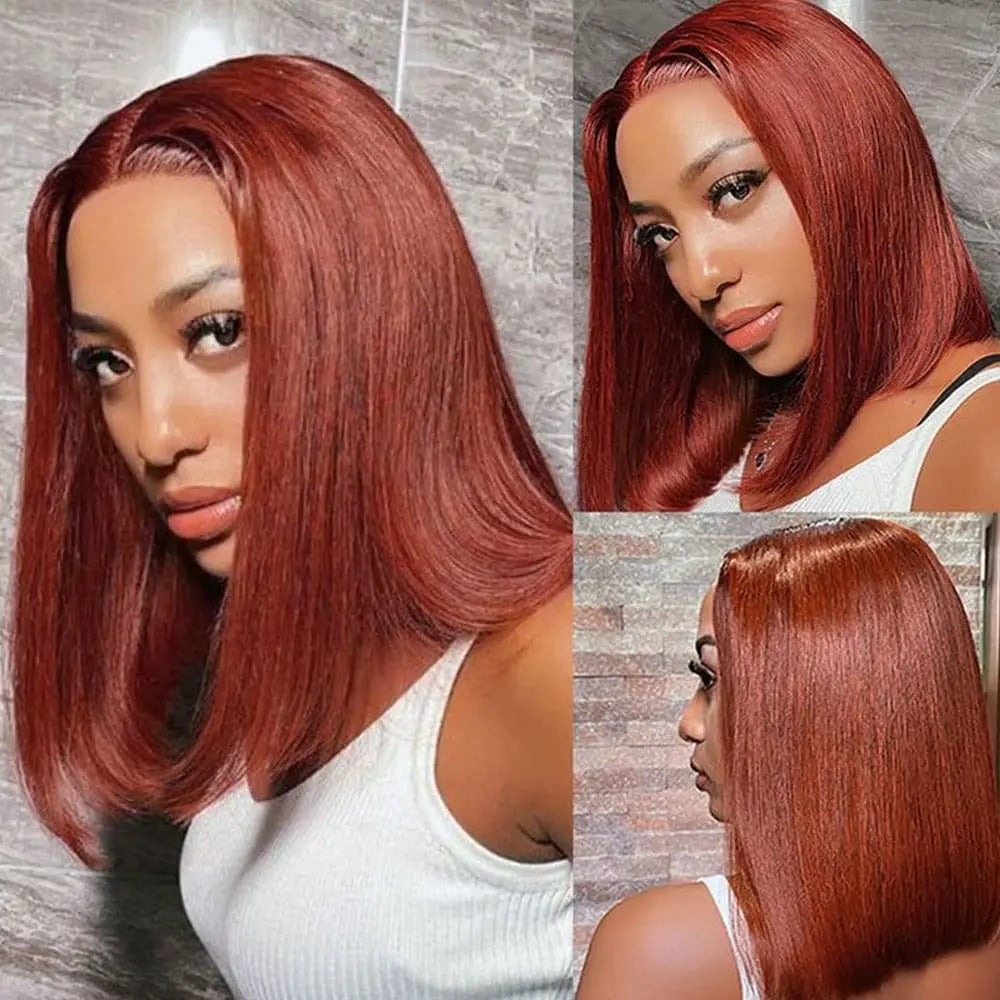 Colored HD Lace Frontal Bob Wig | Sophisticated "613 & Honey Blonde" Silhouette | Elegant 13x4 Transparent Burgundy 99J Palette | "Dignified" High-Performance Colored Human Hair for Radiant Versatile Styling Luxegan
